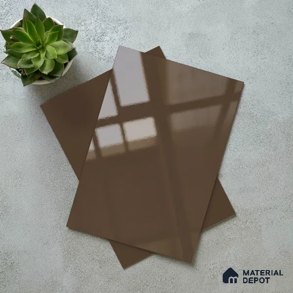 Solid Colors Look LM 19218 Brown Haze 8 ft x 4 ft Glossy Finish Decorative Laminate - 1 mm | Suitable for Living Room, Kitchen, Office