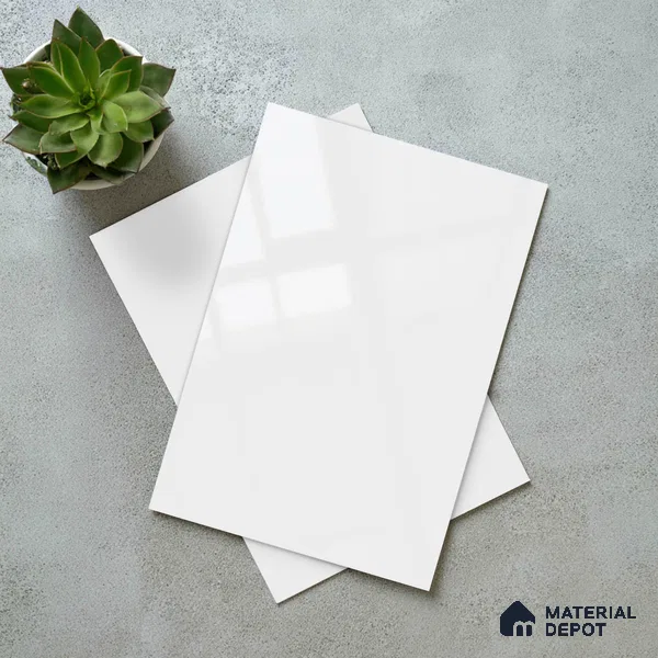 Solid Colors Look LM 19246 Super White 8 ft x 4 ft Glossy Finish Decorative Laminate - 1 mm | Suitable for Living Room, Kitchen, Office