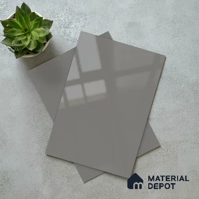 Solid Colors Look LM 19248 Light Grey 8 ft x 4 ft Glossy Finish Decorative Laminate - 1 mm | Suitable for Living Room, Kitchen, Office