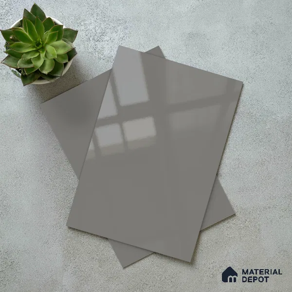 Solid Colors Look LM 19248 Light Grey 8 ft x 4 ft Glossy Finish Decorative Laminate - 1 mm | Suitable for Living Room, Kitchen, Office