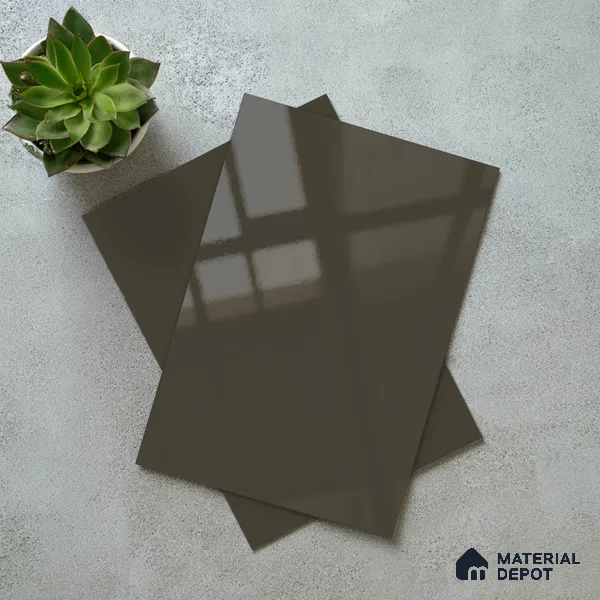 Solid Colors Look LM 19249 Slate Grey 8 ft x 4 ft Glossy Finish Decorative Laminate - 1 mm | Suitable for Living Room, Kitchen, Office