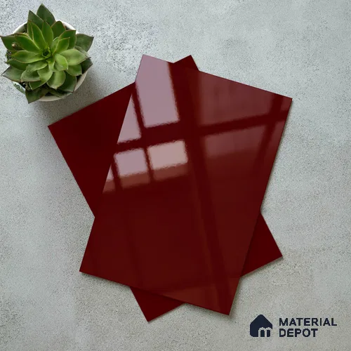 Solid Colors Look LM 19253 Burgundy 8 ft x 4 ft Glossy Finish Decorative Laminate - 1 mm | Suitable for Living Room, Kitchen, Office