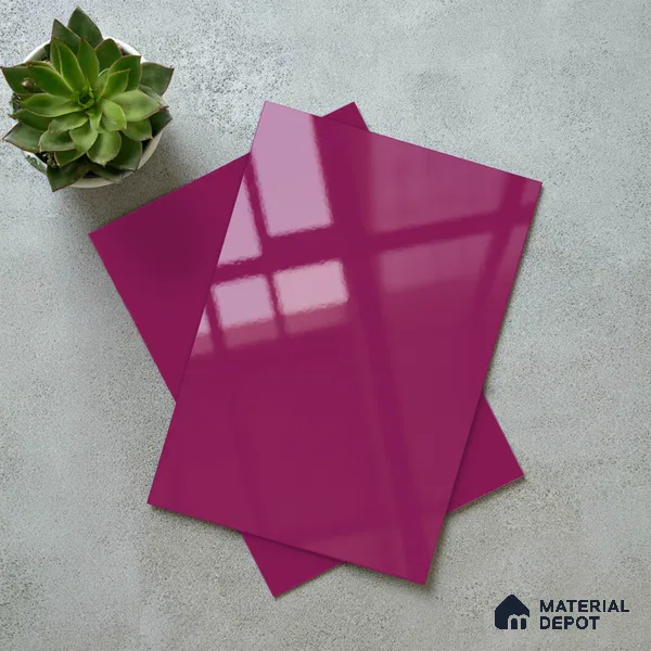 Solid Colors Look LM 19254 Bubble Gum Pink 8 ft x 4 ft Glossy Finish Decorative Laminate - 1 mm | Suitable for Living Room, Kitchen, Office