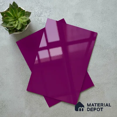 Solid Colors Look LM 19255 Hot Pink 8 ft x 4 ft Glossy Finish Decorative Laminate - 1 mm | Suitable for Living Room, Kitchen, Office