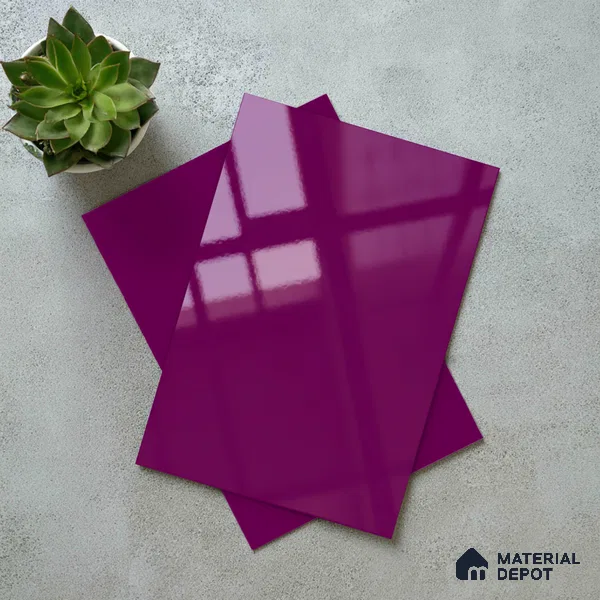 Solid Colors Look LM 19255 Hot Pink 8 ft x 4 ft Glossy Finish Decorative Laminate - 1 mm | Suitable for Living Room, Kitchen, Office