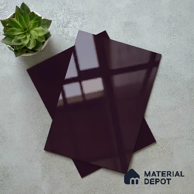 Solid Colors Look LM 19256 Black Currant 8 ft x 4 ft Glossy Finish Decorative Laminate - 1 mm | Suitable for Living Room, Kitchen, Office