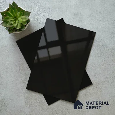 Solid Colors Look LM 19257 Super Black 8 ft x 4 ft Glossy Finish Decorative Laminate - 1 mm | Suitable for Living Room, Kitchen, Office