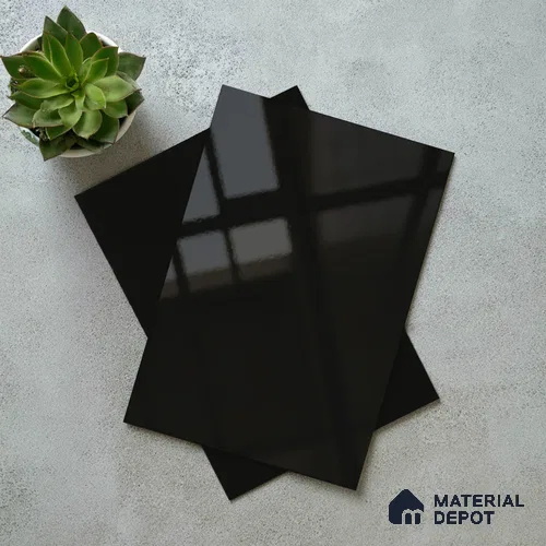 Solid Colors Look LM 19257 Super Black 8 ft x 4 ft Glossy Finish Decorative Laminate - 1 mm | Suitable for Living Room, Kitchen, Office