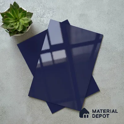 Solid Colors Look LM 19259 Lavish Blue 8 ft x 4 ft Glossy Finish Decorative Laminate - 1 mm | Suitable for Living Room, Kitchen, Office