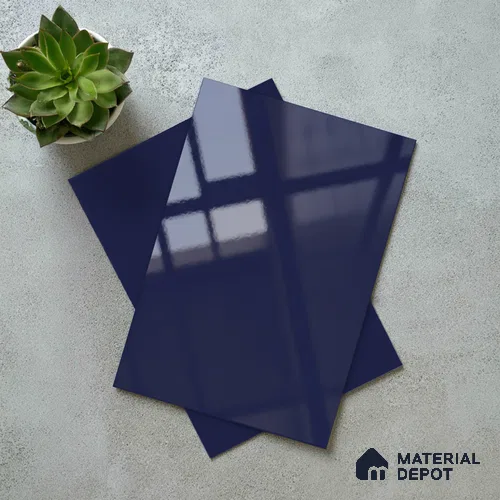 Solid Colors Look LM 19259 Lavish Blue 8 ft x 4 ft Glossy Finish Decorative Laminate - 1 mm | Suitable for Living Room, Kitchen, Office