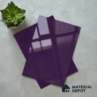 Solid Colors Look LM 19260 Royal Purple 8 ft x 4 ft Glossy Finish Decorative Laminate - 1 mm | Suitable for Living Room, Kitchen, Office