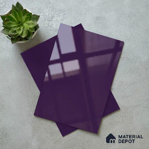 Solid Colors Look LM 19260 Royal Purple 8 ft x 4 ft Glossy Finish Decorative Laminate - 1 mm | Suitable for Living Room, Kitchen, Office