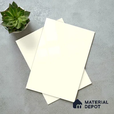Solid Colors Look LM 19268 Off White 8 ft x 4 ft Glossy Finish Decorative Laminate - 1 mm | Suitable for Living Room, Kitchen, Office