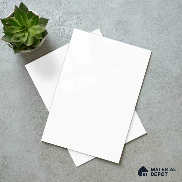 Solid Colors Look LM 19269 Super White 8 ft x 4 ft Glossy Finish Decorative Laminate - 1 mm | Suitable for Living Room, Kitchen, Office