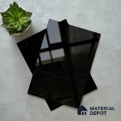 Marble Look LM 19286 Black Pearl Marble 8 ft x 4 ft Glossy Finish Decorative Laminate - 1 mm | Suitable for TV Unit, Wardrobe, Kitchen Cabinets