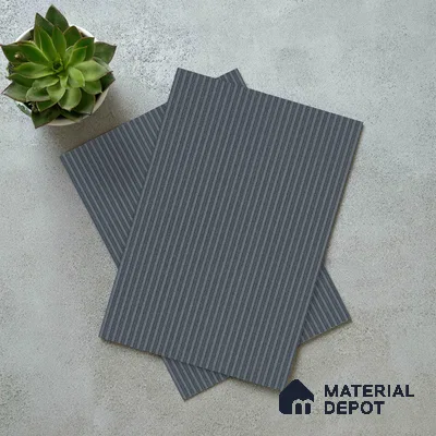 Metallic Grey Fluted Solid Color Look LM 19291 Metallic 8 ft x 4 ft Texture Finish Decorative Laminate - 1 mm | Suitable for TV Unit, Wardrobe, Kitchen Cabinets