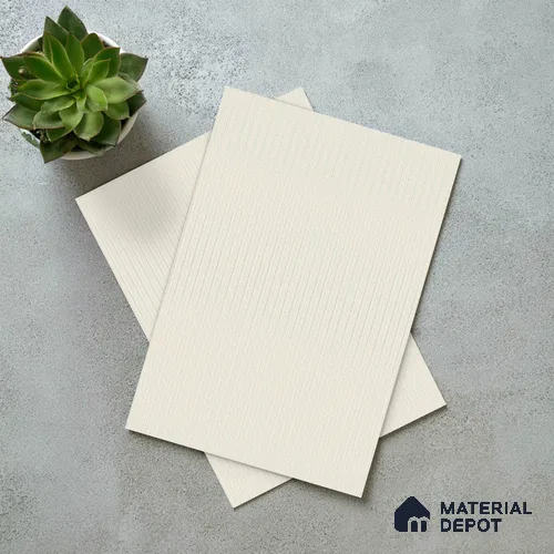 Light Beige Fluted Solid Color Look LM 19292 Metallic White 8 ft x 4 ft Texture Finish Decorative Laminate - 1 mm | Suitable for TV Unit, Wardrobe, Kitchen Cabinets