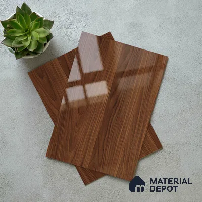 Wooden Look LM 19354 Polished Walnut 8 ft x 4 ft Glossy Finish Decorative Laminate - 1 mm | Suitable for TV Unit, Wardrobe, Kitchen Cabinets