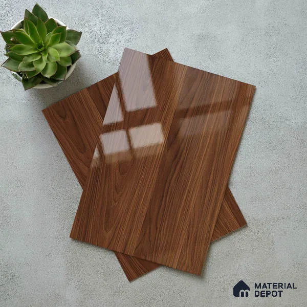 Wooden Look LM 19354 Polished Walnut 8 ft x 4 ft Glossy Finish Decorative Laminate - 1 mm | Suitable for TV Unit, Wardrobe, Kitchen Cabinets