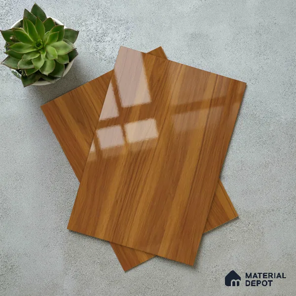 Wooden Look LM 19355 English Juglans 8 ft x 4 ft Glossy Finish Decorative Laminate - 1 mm | Suitable for TV Unit, Wardrobe, Kitchen Cabinets