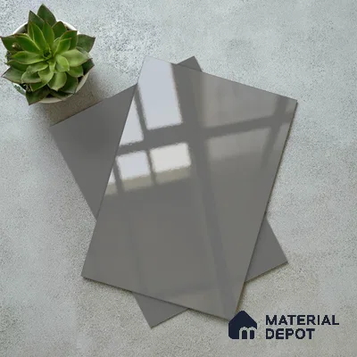 LM 19424 C Slate Grey Solid Color Glossy Finish 8 ft x 4 ft Decorative Laminate - 1 mm | Suitable for Living Room, Kitchen, Office