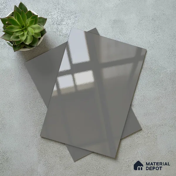 LM 19424 C Slate Grey Solid Color Glossy Finish 8 ft x 4 ft Decorative Laminate - 1 mm | Suitable for Living Room, Kitchen, Office
