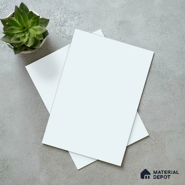 LM 19442 E white Solid Color Suede Finish 8 ft x 4 ft Decorative Laminate - 1 mm | Suitable for Living Room, Kitchen, Office