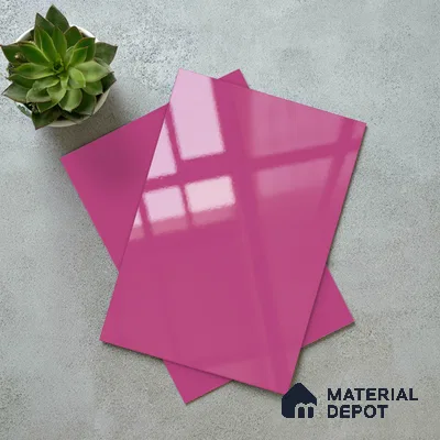 LM 19443 Vivid Pink Solid Color Glossy Finish 8 ft x 4 ft Decorative Laminate - 1 mm | Suitable for Living Room, Kitchen, Office