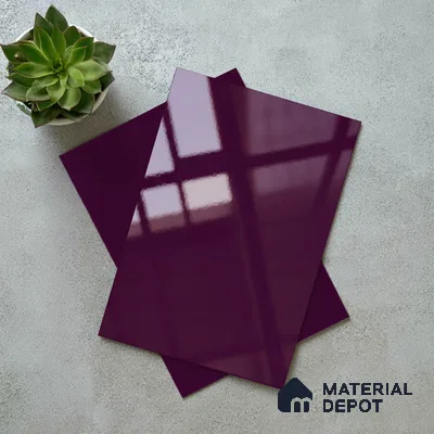 LM 19446 Black Currant Solid Color Glossy Finish 8 ft x 4 ft Decorative Laminate - 1 mm | Suitable for Living Room, Kitchen, Office