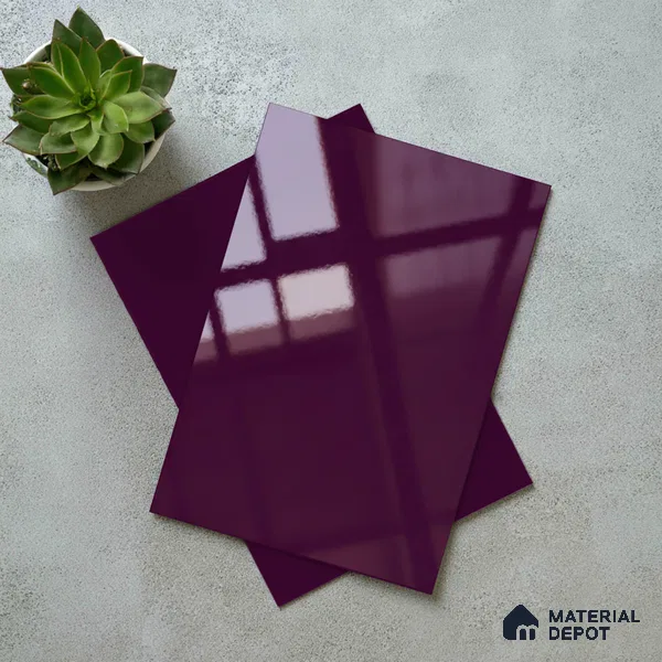 LM 19446 Black Currant Solid Color Glossy Finish 8 ft x 4 ft Decorative Laminate - 1 mm | Suitable for Living Room, Kitchen, Office