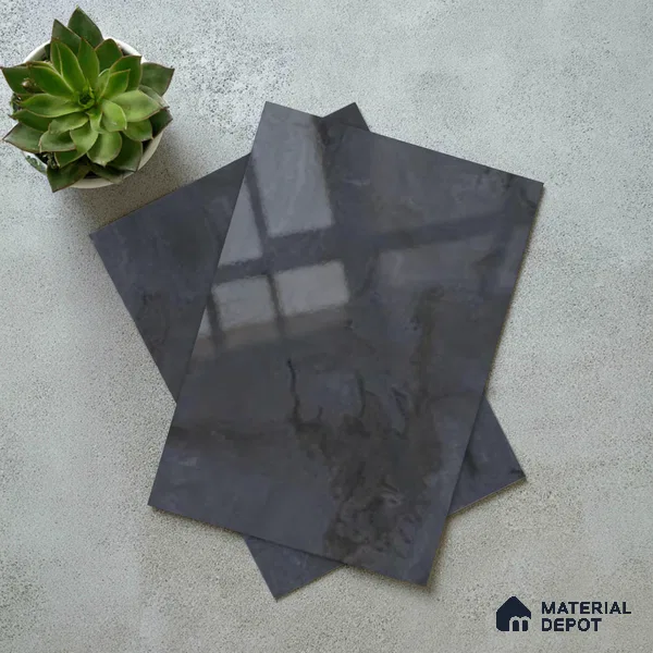 LM 19448 B Regal Black Marble High Gloss Finish 8 ft x 4 ft Decorative Laminate - 1 mm | Suitable for TV Unit, Wardrobe, Kitchen Cabinets