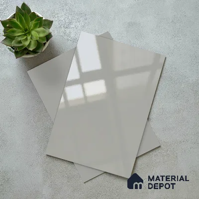 LM 21059 C Steelmist Grey Solid Color Glossy Finish 8 ft x 4 ft Decorative Laminate - 1 mm | Suitable for Living Room, Kitchen, Office