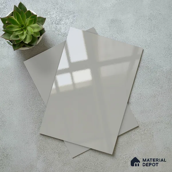 LM 21059 C Steelmist Grey Solid Color Glossy Finish 8 ft x 4 ft Decorative Laminate - 1 mm | Suitable for Living Room, Kitchen, Office