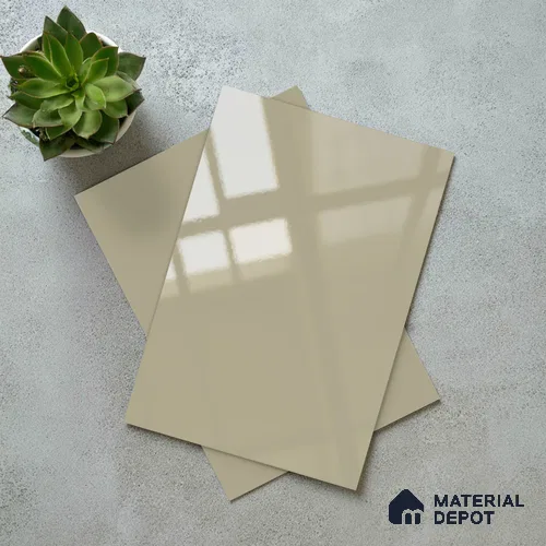 LM 21061 E Veloura Beige Solid Color Glossy Finish 8 ft x 4 ft Decorative Laminate - 1 mm | Suitable for Living Room, Kitchen, Office
