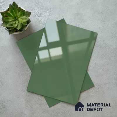 LM 21066 H Olive Green Solid Color Glossy Finish 8 ft x 4 ft Decorative Laminate - 1 mm | Suitable for Living Room, Kitchen, Office