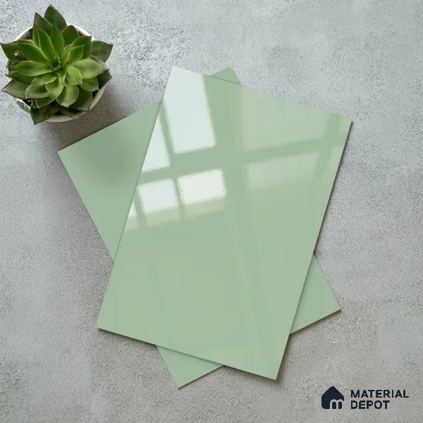 LM 21067 C Mint Green Solid Color Glossy Finish 8 ft x 4 ft Decorative Laminate - 1 mm | Suitable for Living Room, Kitchen, Office