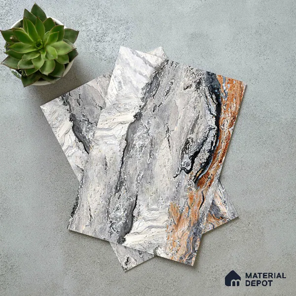 LM 21105 Volcanic Ridge Digital High Gloss Finish 8 ft x 4 ft Decorative Laminate - 1 mm | Suitable for TV Unit, Wardrobe, Kitchen Cabinets