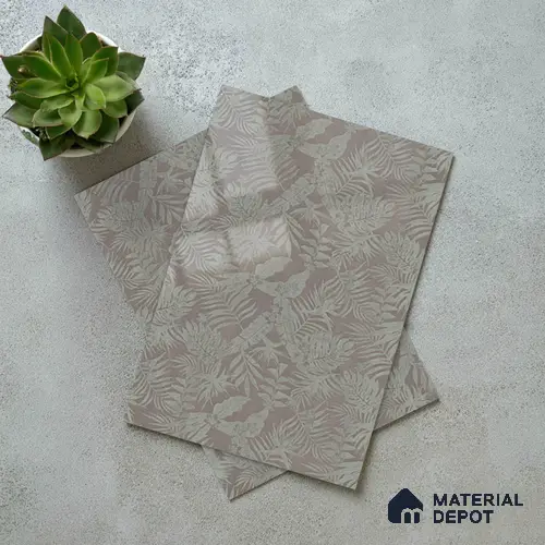 Patterned Look LM 21106 B Satin Botanical Leaf Marble High Gloss Finish 8 ft x 4 ft Decorative Laminate - 1 mm | Suitable for Bedroom, TV Unit, Wardrobe