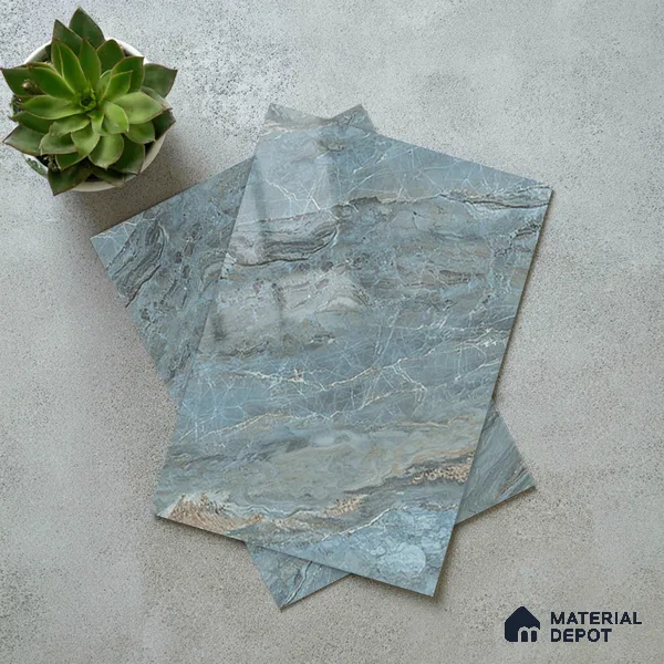 LM 21108 C Ocean Marble Marble High Gloss Finish 8 ft x 4 ft Decorative Laminate - 1 mm | Suitable for TV Unit, Wardrobe, Kitchen Cabinets