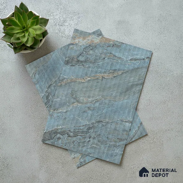 Marble Fluted LM 21108 D Ocean Marble 8 ft x 4 ft Matte Finish Decorative Laminate - 1 mm | Suitable for TV Unit,Wardrobe, Kitchen Cabinets