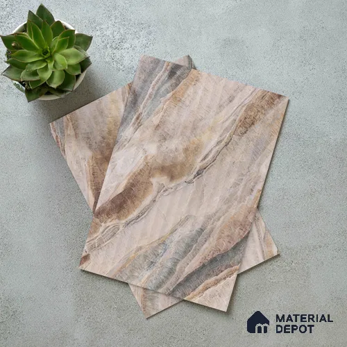 Marble Fluted Look LM 21109 F Dunesone Drift High Gloss Finish 8 ft x 4 ft Decorative Laminate - 1 mm | Suitable for TV Unit, Wardrobe, Kitchen Cabinets
