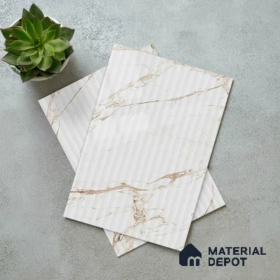 Marble Fluted Look LM 21115 C Auresta High Gloss Finish 8 ft x 4 ft Decorative Laminate - 1 mm | Suitable for TV Unit, Wardrobe, Kitchen Cabinets