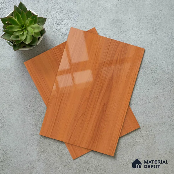 Wooden Look LM 21117 B Saffron Wood Wooden High Gloss Finish 8 ft x 4 ft Decorative Laminate - 1 mm | Suitable for TV Unit, Wardrobe, Kitchen Cabinets