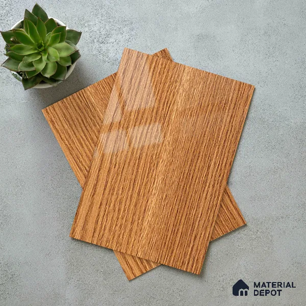 Wooden Look LM 21122 Regal Teak Wooden High Gloss Finish 8 ft x 4 ft Decorative Laminate - 1 mm | Suitable for TV Unit, Wardrobe, Kitchen Cabinets