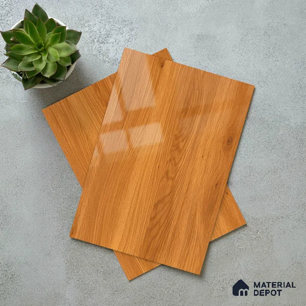 Wooden Look LM 21123 C Amberveil Wooden High Gloss Finish 8 ft x 4 ft Decorative Laminate - 1 mm | Suitable for TV Unit, Wardrobe, Kitchen Cabinets