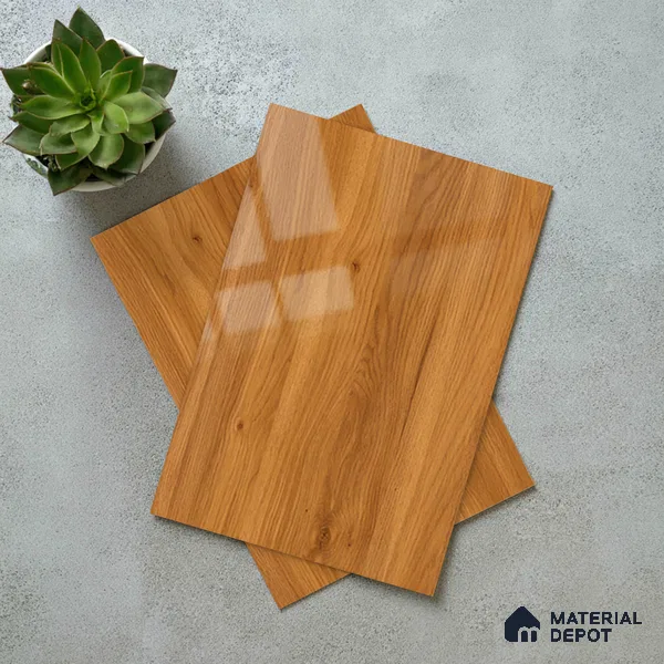 Wooden Look LM 21124 D Valmere Oak Wooden High Gloss Finish 8 ft x 4 ft Decorative Laminate - 1 mm | Suitable for TV Unit, Wardrobe, Kitchen Cabinets