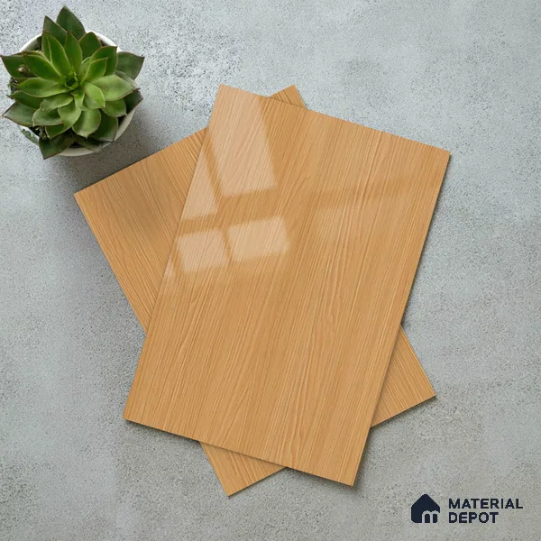 Wooden Look LM 21129 D Honey Wood Wooden High Gloss Finish 8 ft x 4 ft Decorative Laminate - 1 mm | Suitable for TV Unit, Wardrobe, Kitchen Cabinets