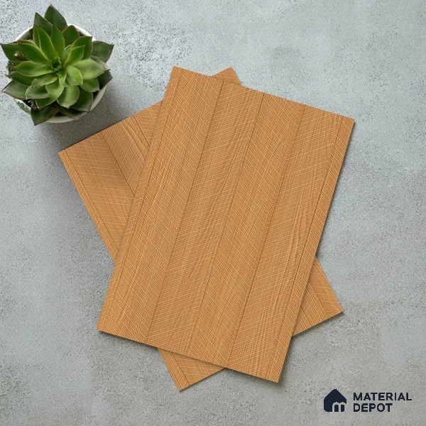 Wooden Look LM 21129 F Honey Wood Zig Wave Texture Finish 8 ft x 4 ft Decorative Laminate - 1 mm | Suitable for TV Unit, Wardrobe, Kitchen Cabinets