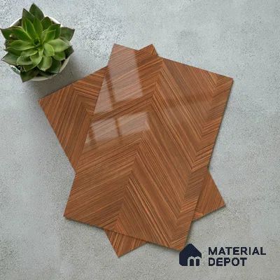 Wooden Look LM 21131 B Royal Teakline Wooden High Gloss Finish 8 ft x 4 ft Decorative Laminate - 1 mm | Suitable for TV Unit, Wardrobe, Kitchen Cabinets