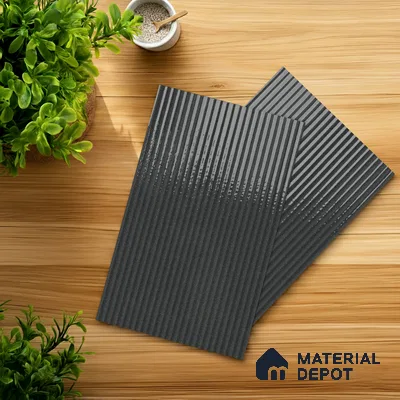 Fluted Solid Color Look LM 21478 Graphite Grey 8 ft x 4 ft Glossy Finish Decorative Laminate - 1 mm | Suitable for TV Unit, Wardrobe, Kitchen Cabinets